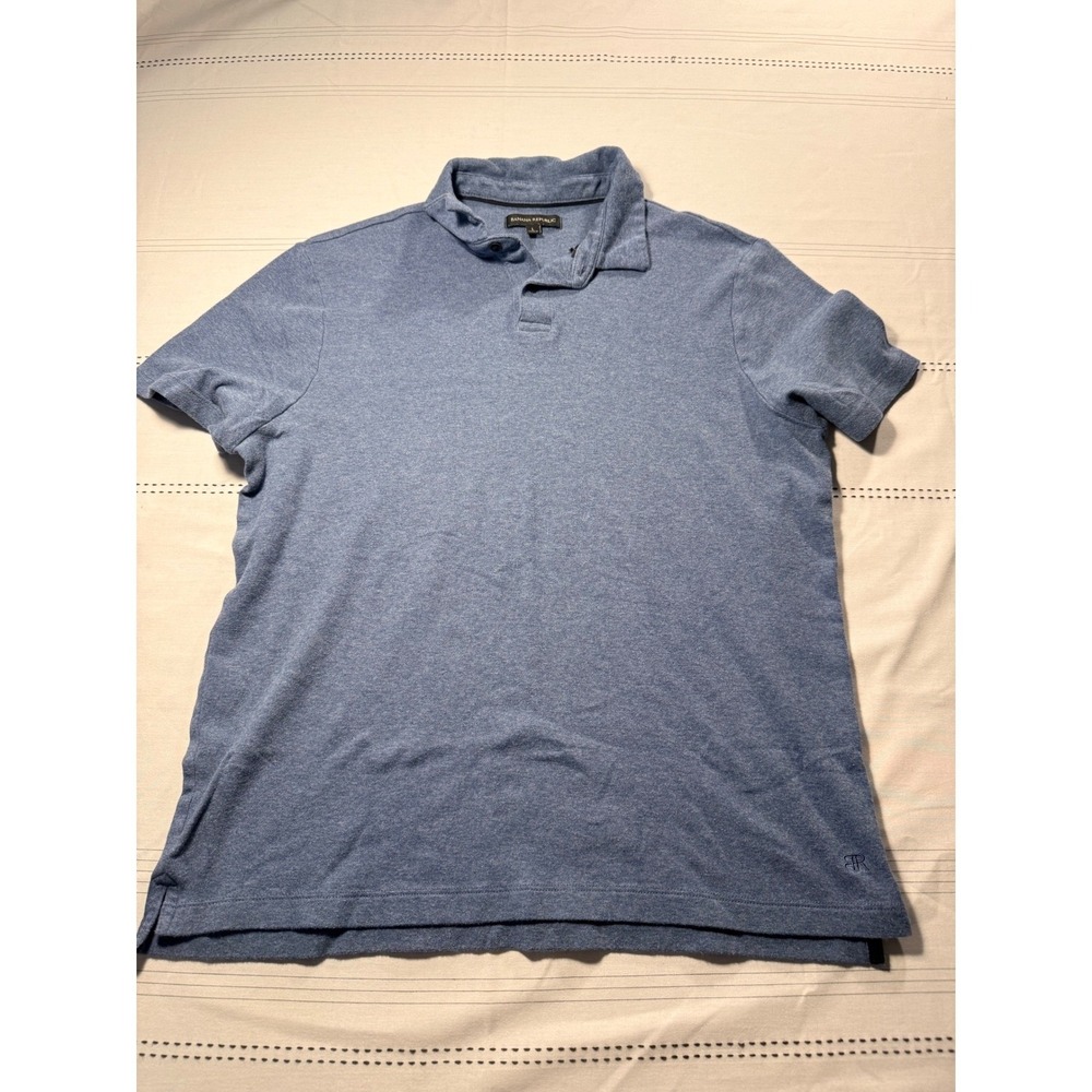 Banana Republic Mens Blue Heathered 100% Cotton Short Sleeve Polo Shirt Large